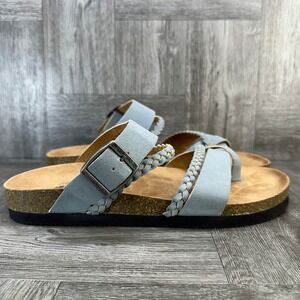 Cliffs White Mountain Sandals Womens 8.5 Blue Braided Cork Slide NEW HAART